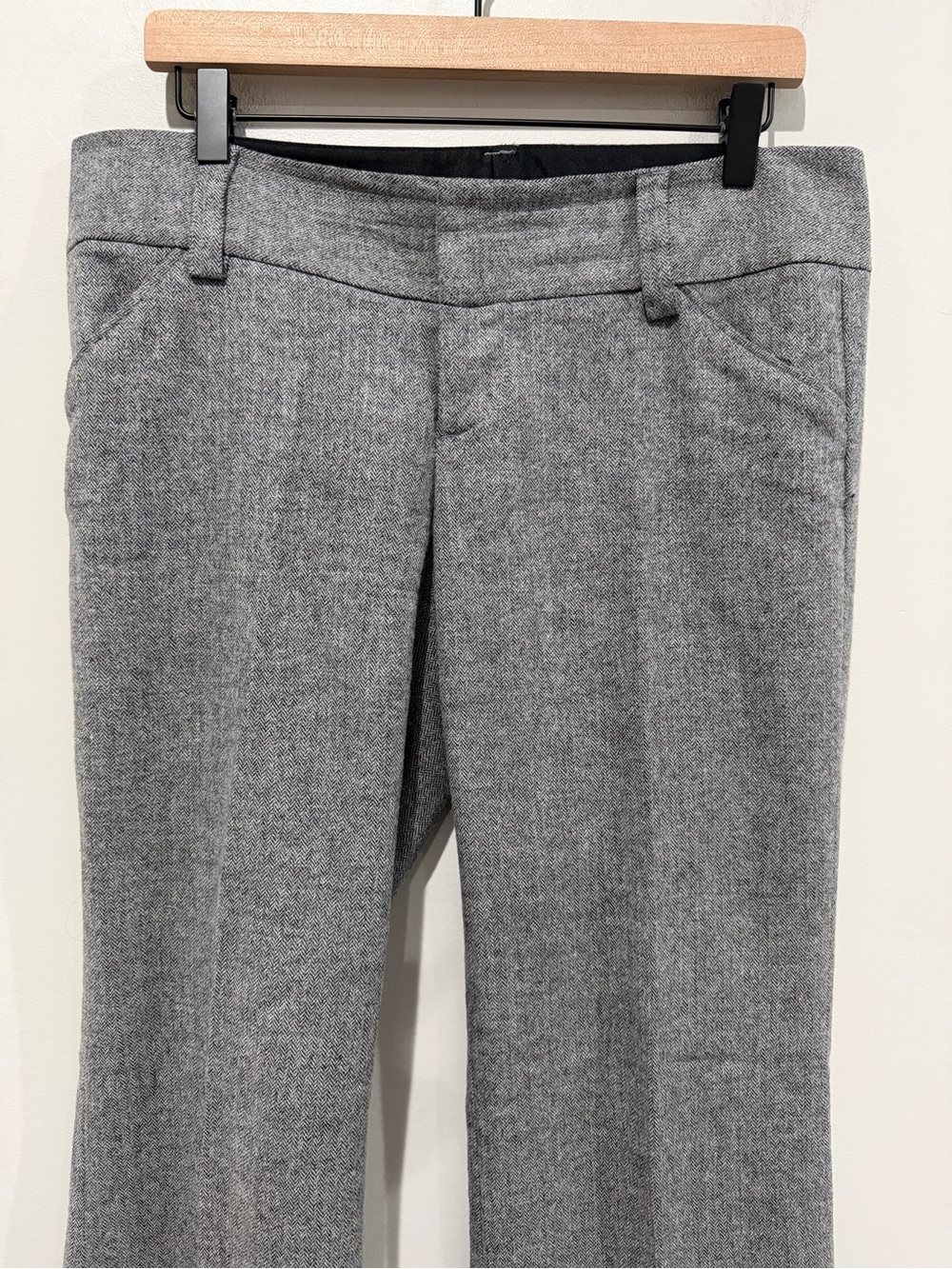 ALICE & OLIVIA Herringbone Wide Leg Pants Wool Blend Black White Size 8 - Picture 2 of 8